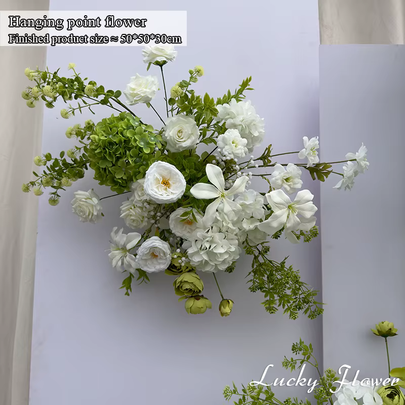 Décoration de mariage en plein air blanche/violette, fleurs artificielles, arrangement floral pour t