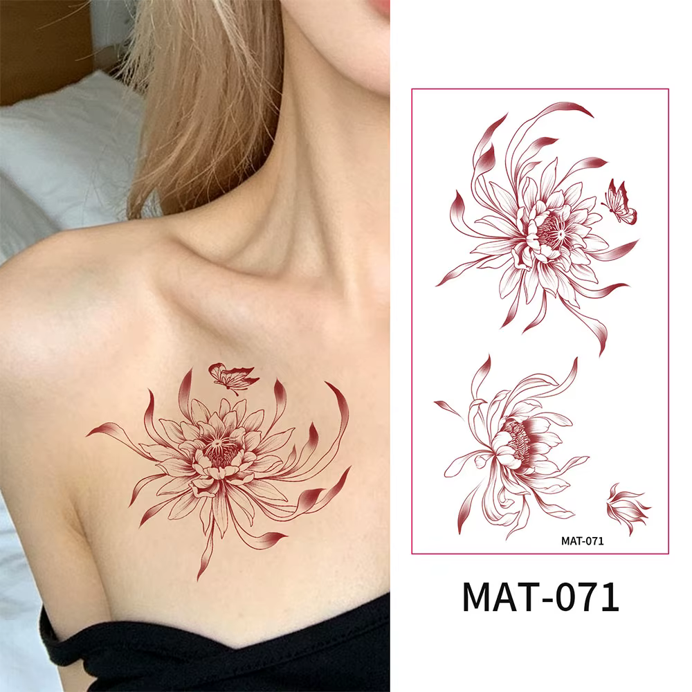 Autocollant de tatouage temporaire, motif fleur Sakura, papillon, vigne, pour adulte, cheville, main