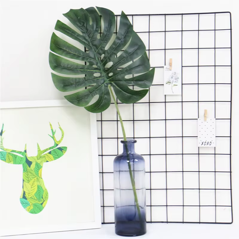 Feuilles artificielles de dos de tortue en latex, arrangement floral, plantes murales vertes, décora