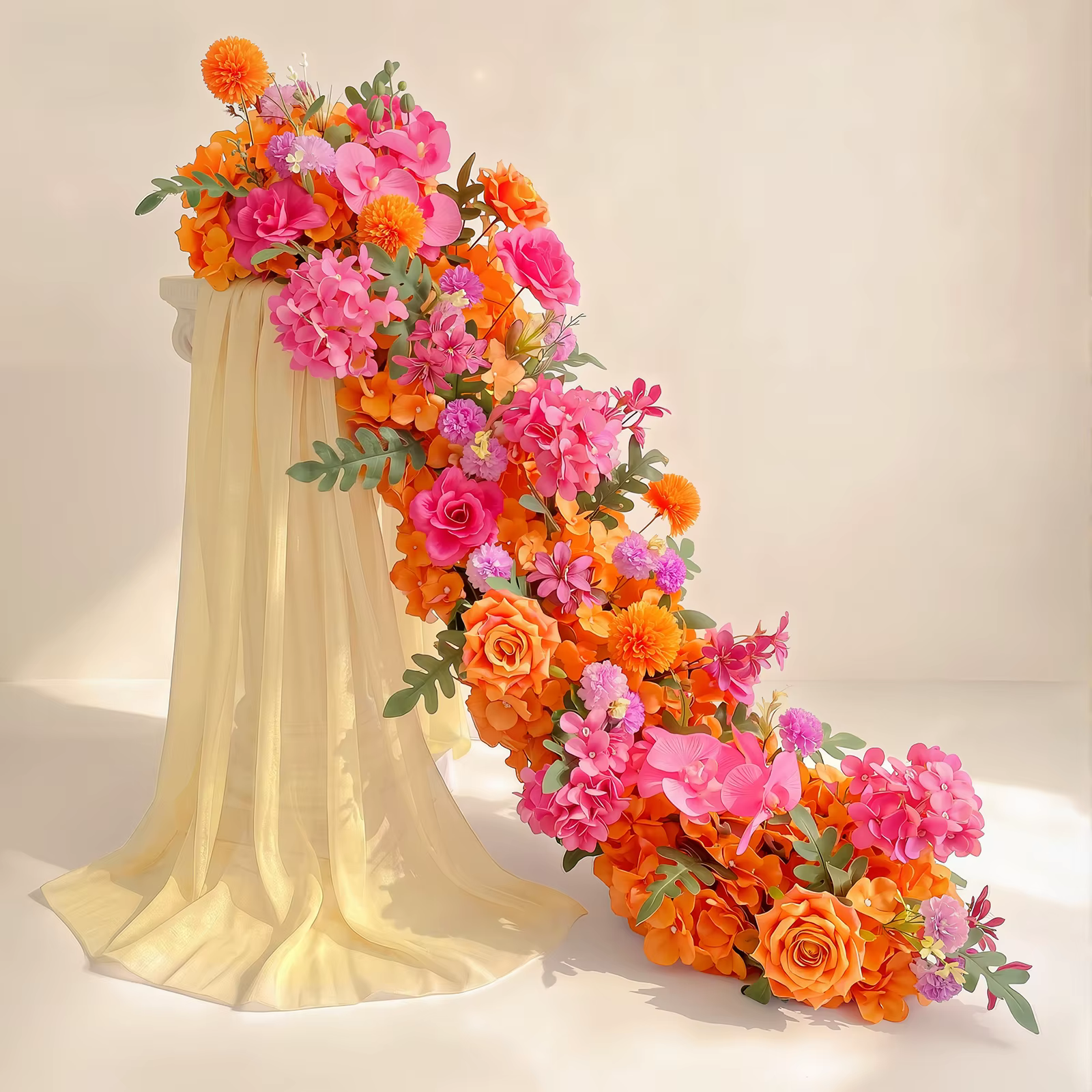 Fleur artificielle rose Uflower, décoration de toile de fond de mariage, chemin de table floral, arr