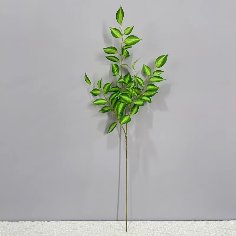6 pièces de feuilles artificielles en soie, type feuille de cèdre, vertes, pour décoration florale d