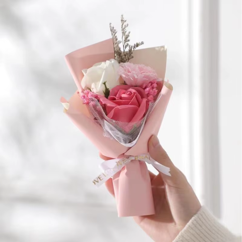 Bouquet de fleurs artificielles miniatures en savon, fausses plantes, roses simulées, cadeaux de Sai