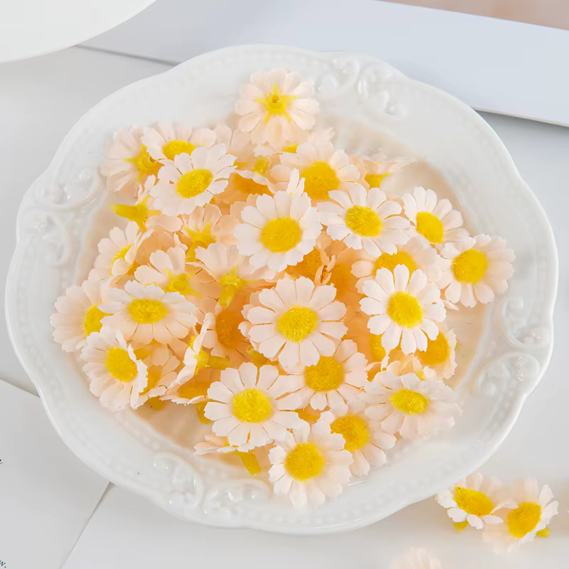 50/100pc Fleurs Artificielles Tournesol Soie Daisy Tête Valentine Maison De Mariage Décor BRICOLAGE