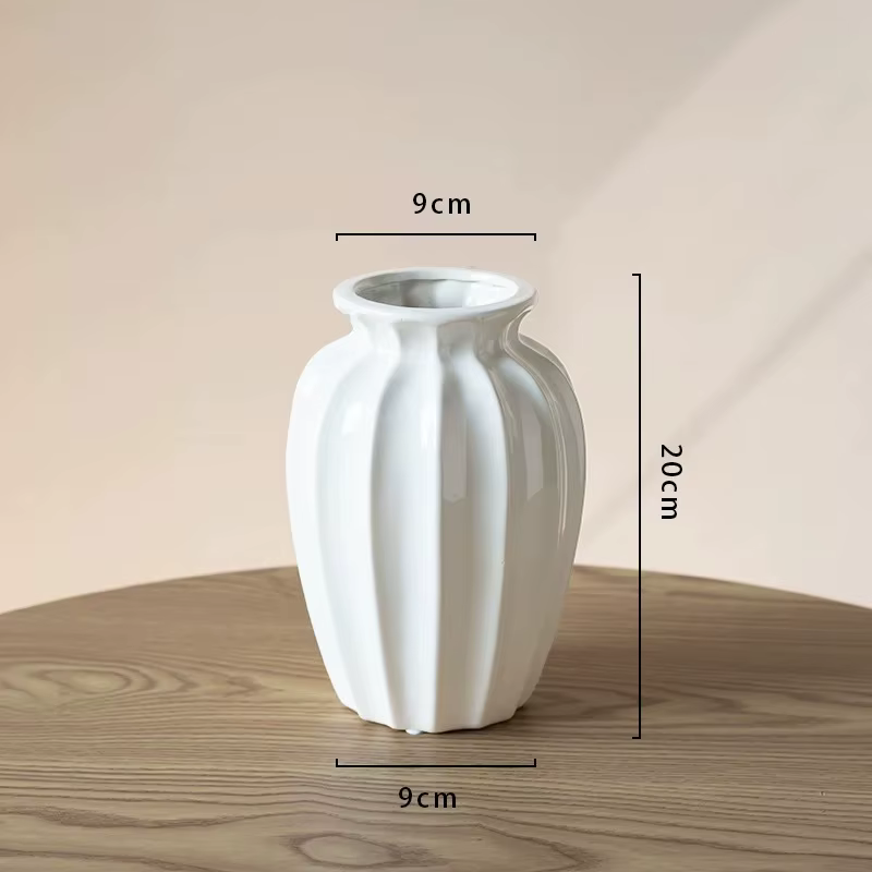 Vase en céramique de style crème de luxe, porte-fleurs élégant à la française, ornement de bureau cr