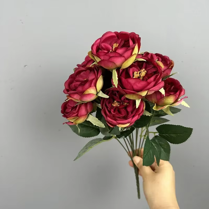 Bouquet de fleurs artificielles pour décoration de centre commercial, fausses plantes, rose artifici