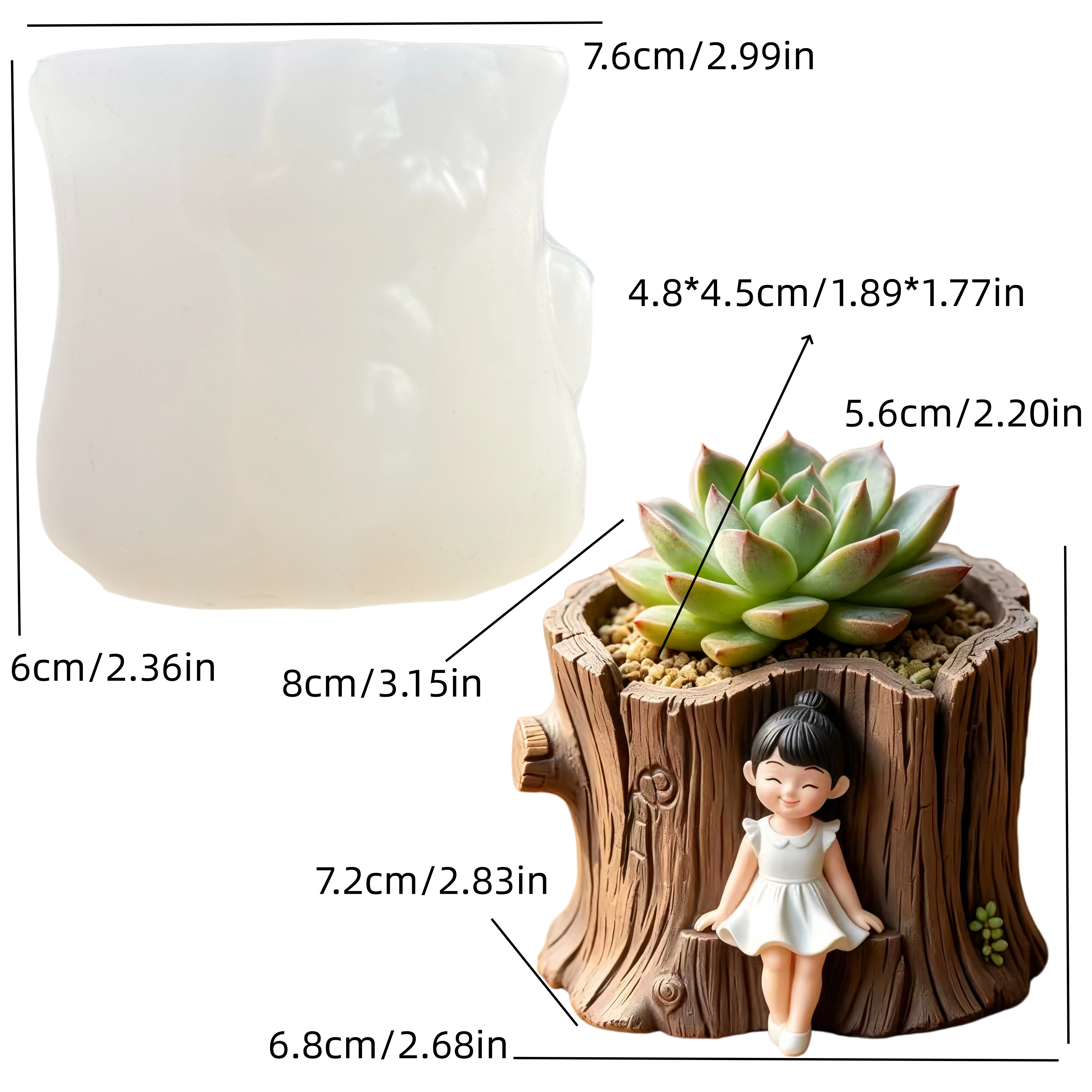 Moule en silicone et résine pour pot de plantes succulentes, bougie, boîte de rangement, avec motif