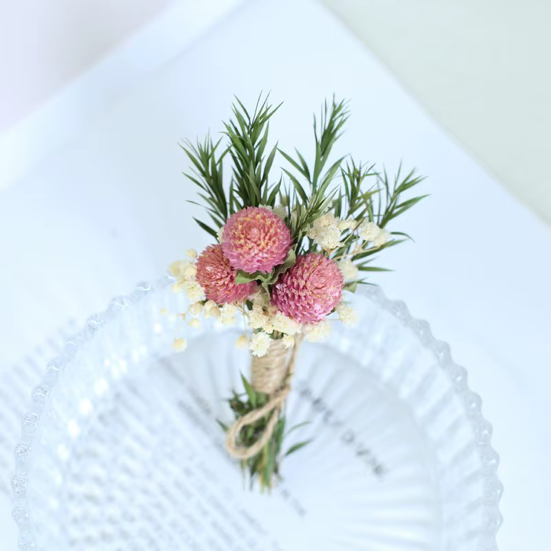 Mini fleur éternelle de forêt, véritable fleur séchée, broche de mariage, Bouquet, Bracelet, matéria