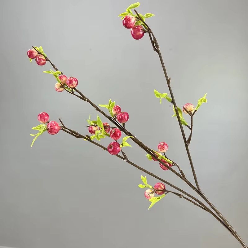 Plante verte en caoutchouc souple pour la décoration de la maison, simulation de petite pomme, branc