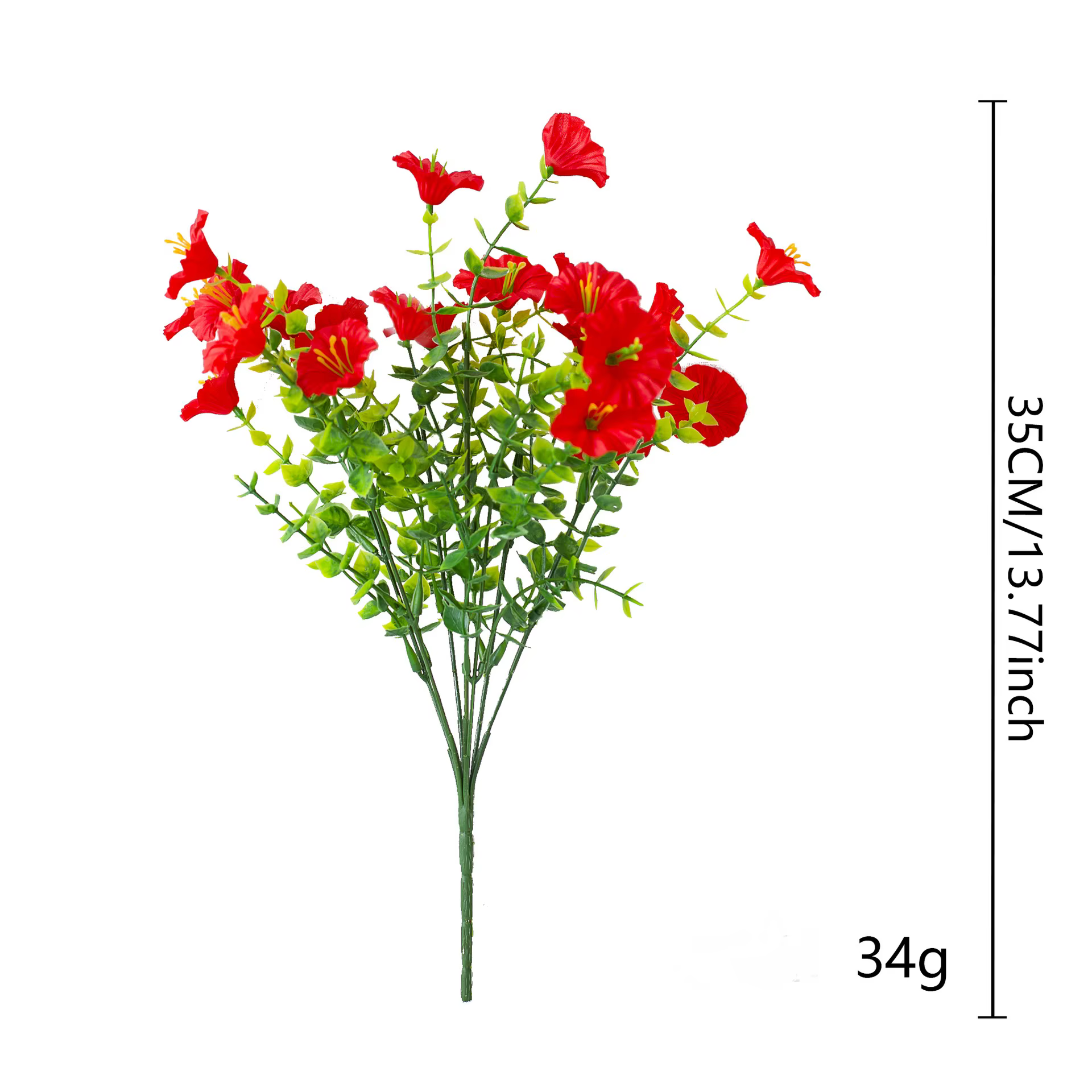 Fleurs artificielles en soie de 35 cm, fleurs de gloire du matin avec feuilles d'eucalyptus, protect