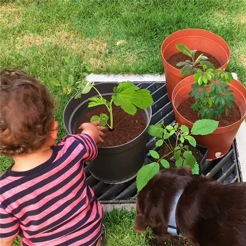 Protection de Sol pour Pot de Plantes avec Grille, Couverture de Pot de Fleur, Sécurité pour Bébé, S