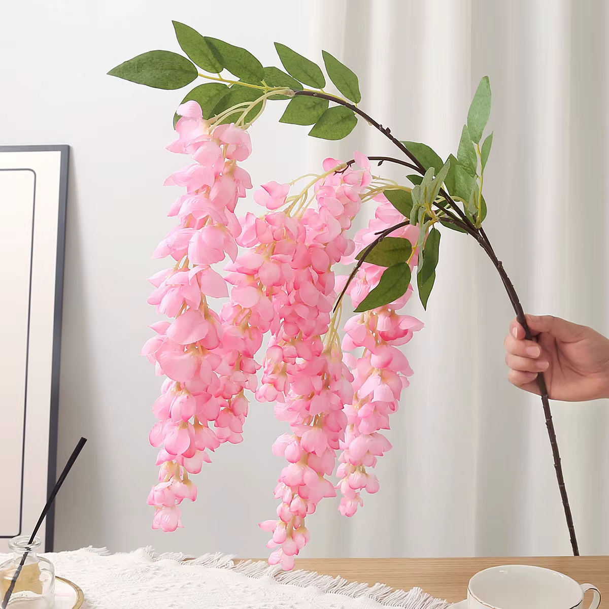 Fleurs de glycine artificielles longues de 120cm, pour mariage, décoration de maison, Arrangement d'