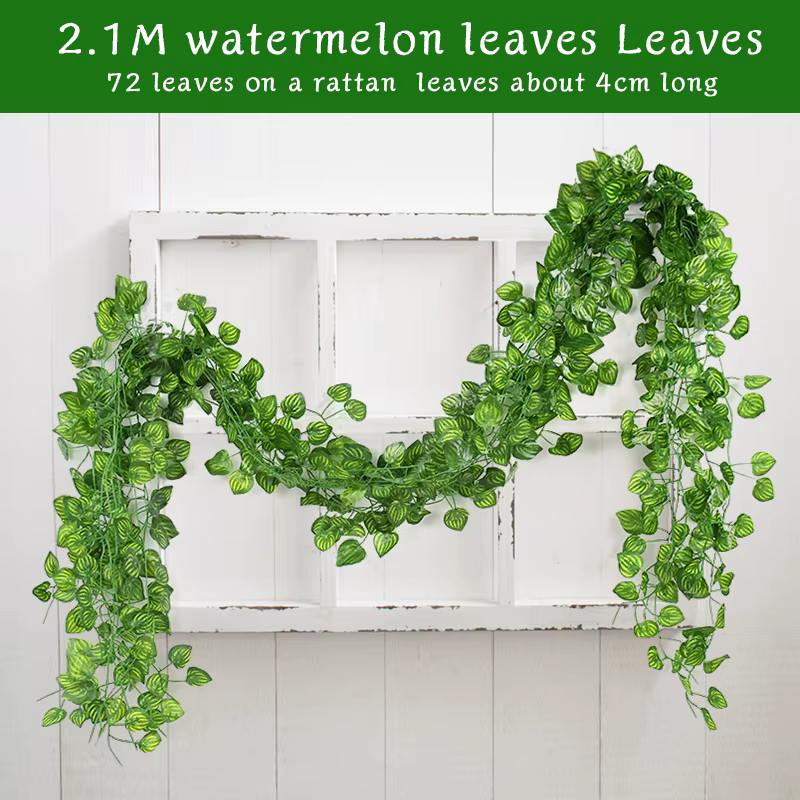 Guirlande de feuilles de lierre vert artificielles de 2.1M, vigne murale suspendue en soie, décorati