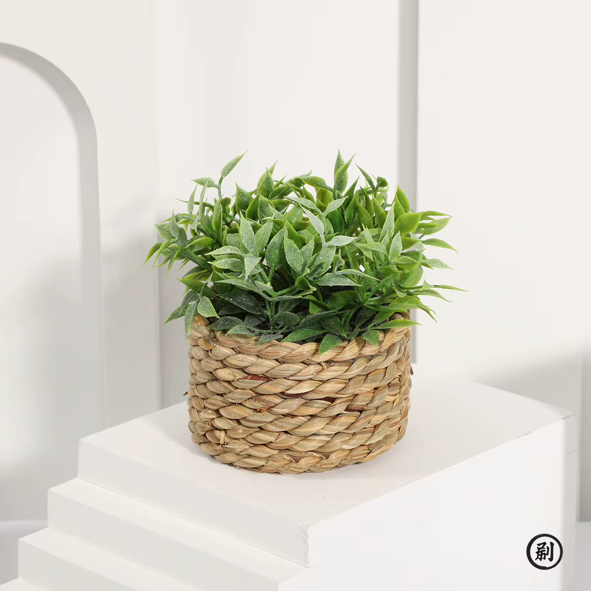 XIYA fleur vert plantes artificielles Eucalyptus herbe tissé petites plantes en pot herbe Mound 11 c
