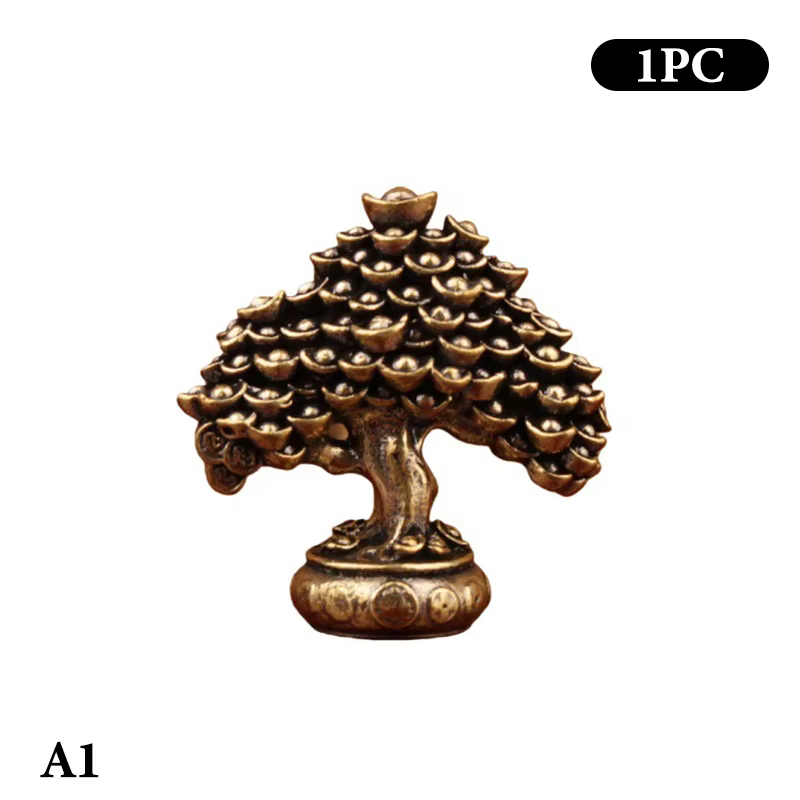 Figurines Feng Shui d'arbre de richesse chinoise en laiton, Statue d'arbre d'argent, cadeau de penda