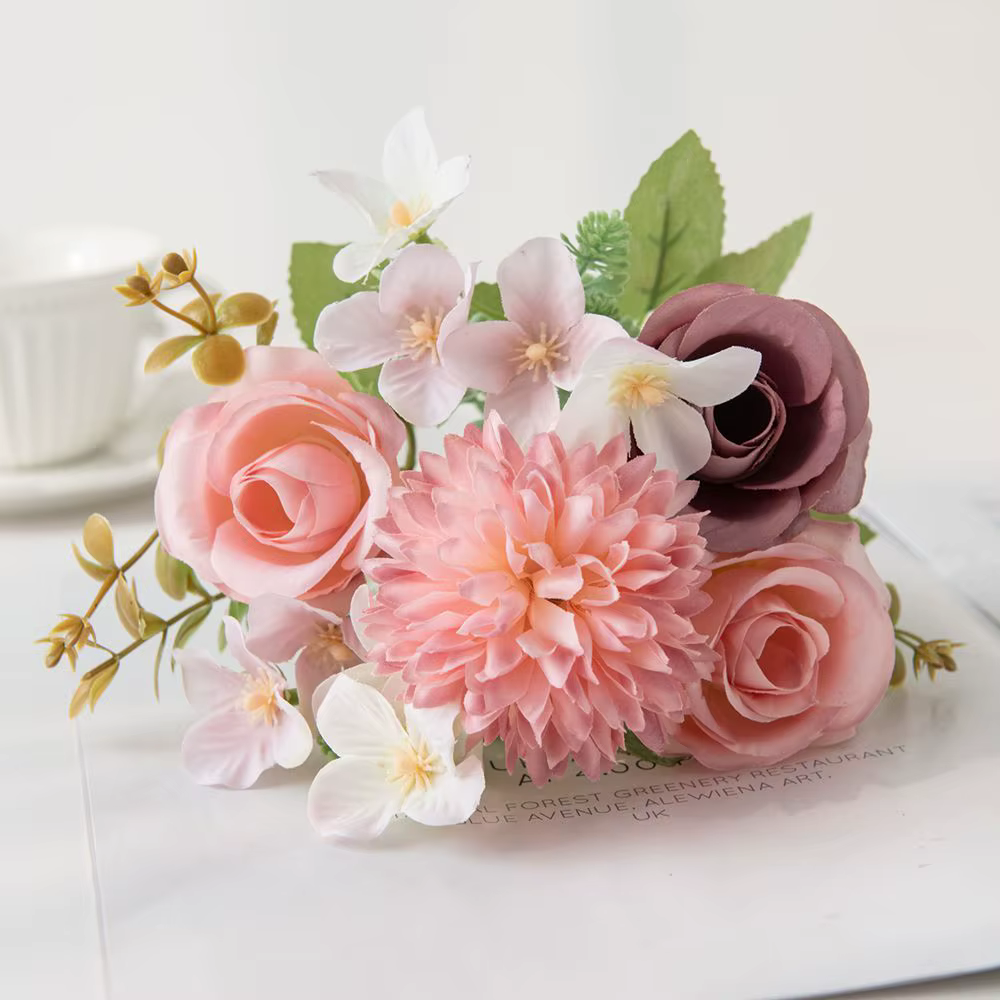 Fleur artificielle Soie hortensia rose de Haute Qualité Vacances Mariage nuptiale bouquet Accueil va