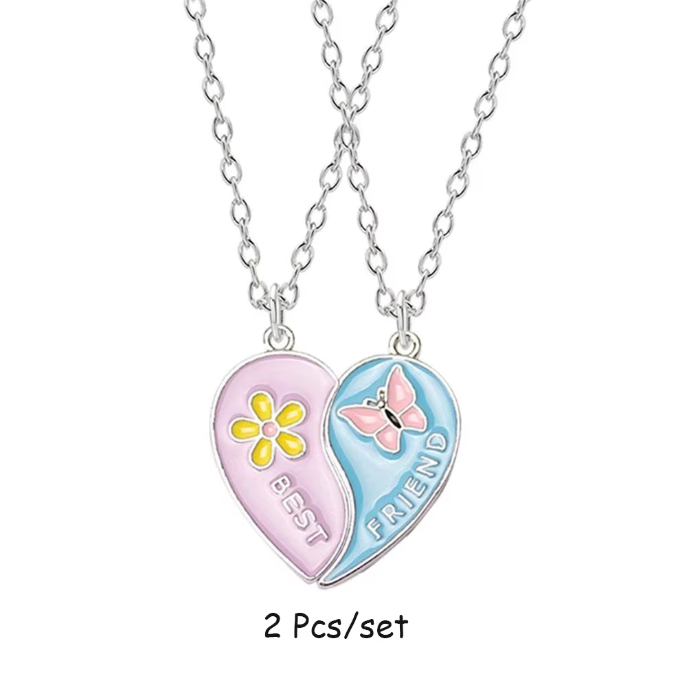 2 pièces/ensemble meilleur ami collier créatif pentagramme pendentif alliage accessoires amitié coll