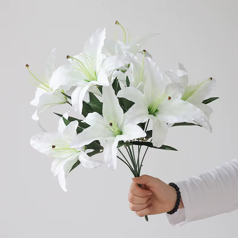 Branche de fleur artificielle de grande taille à 9 têtes, simulation de bouquet décoratif pour maria