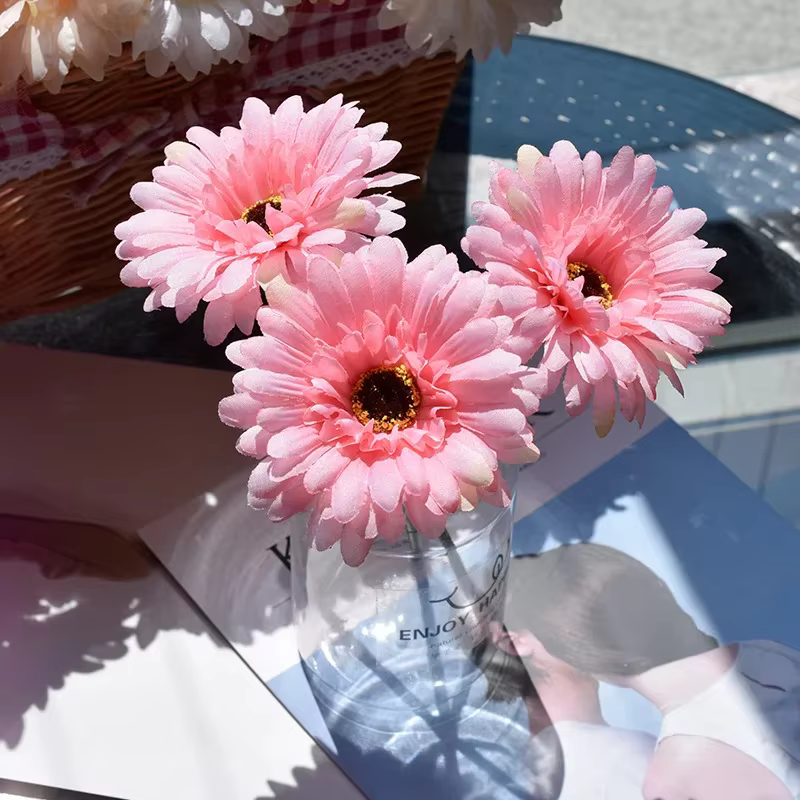 Gerbera artificielle pour la décoration de la maison, fleur de simulation, tenue de mariage, 23cm
