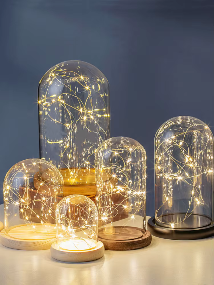Présentoir de table couvercle en verre Terrarium conteneur décor fleurs sèches ornements artisanat c
