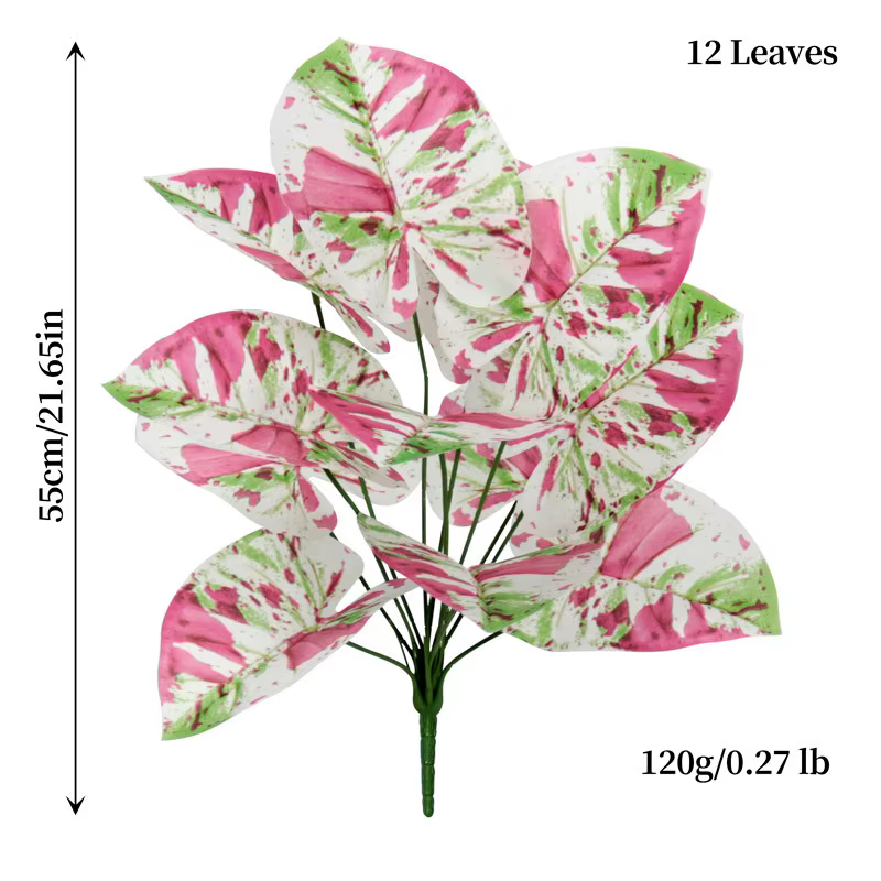 Feuilles d'alocasie artificielles colorées 55-80CM, 1 pièce, plantes ornementales d'automne et de no