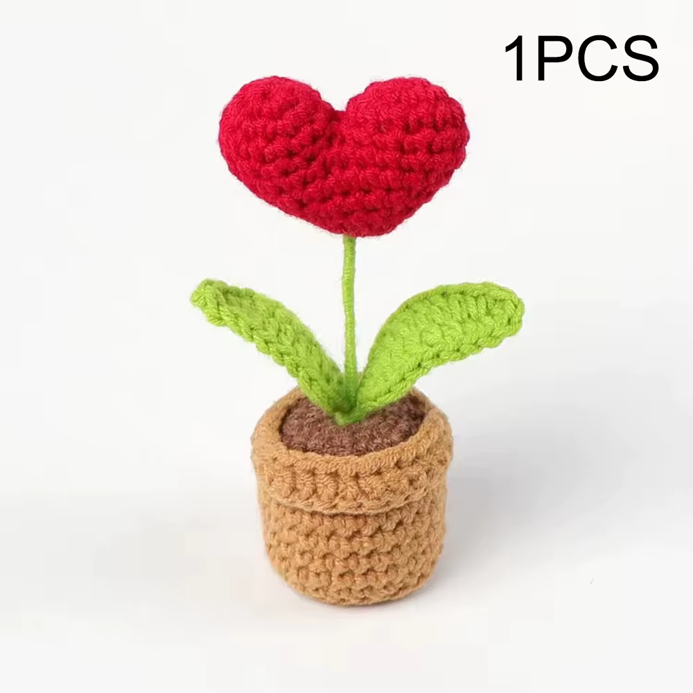Crochet tissé fini petite plante en pot Simulation fleur plante en pot décoration florale cadeau cré