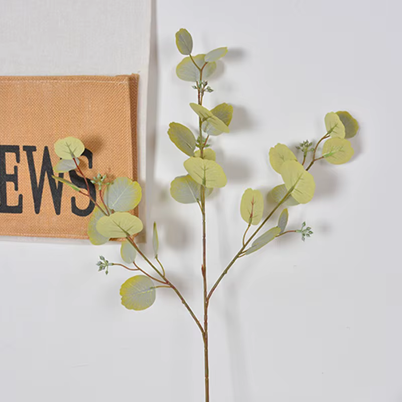 10 pièces de plantes artificielles en soie, feuilles de monnaie, décoration d'hôtel, avec fruits, fe