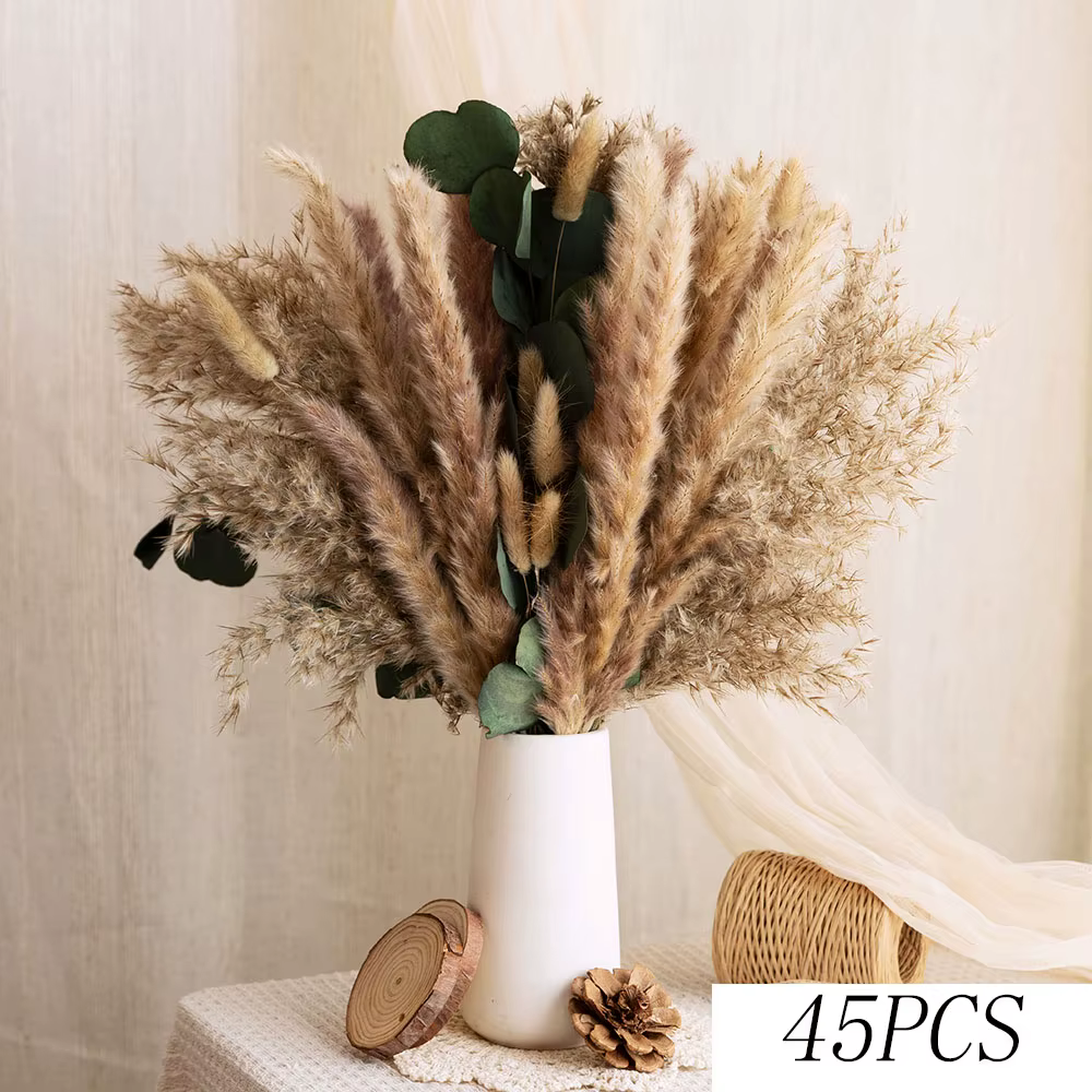 60 Pièces de Bouquet de Fleurs Séchées d'Herbe de la Pampa, Décoration Naturelle pour Mariage et Mai