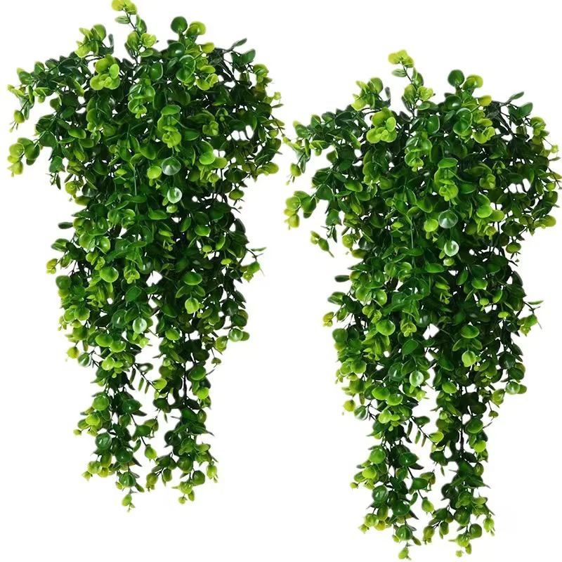 1 pièces artificielle 5 fourchettes rotin Eucalyptus tenture murale Simulation verdure fausses plant