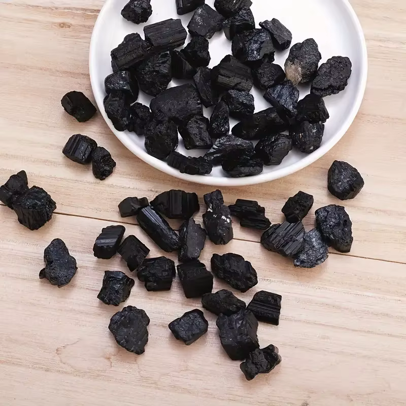 Citronapimen-Tourmaline Noire Naturelle, Minerai Brut Irrégulier de Charbon, 100g par Sac