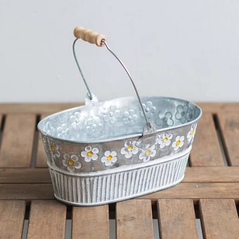 Pot de fleur en fer vintage, vase à fleurs de bureau, pot de fleurs pour plantes de balcon, E27