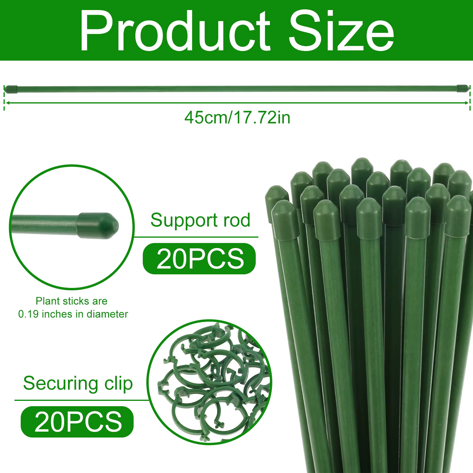 Piquets de Support pour plantes, cerceaux de Support pour plantes à tige unique réglables avec annea