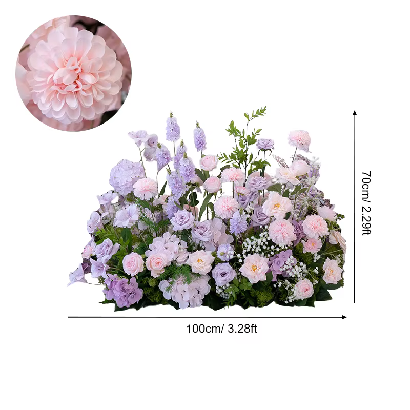 Angela fleur violet rose Roses Babysbreath Arrangement floral toile de fond de mariage arc KT consei
