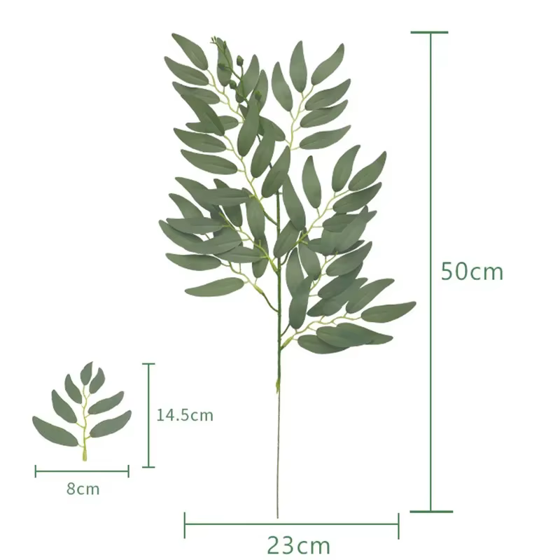 Plantes artificielles italiennes Ruscus, tiges de verdure, Faux arbustes de printemps, feuilles vert