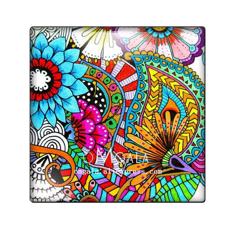 Art coloré peinture à l'huile fleurs carré 10 pièces mélangées 12mm/20mm/25mm/30mm photo verre caboc