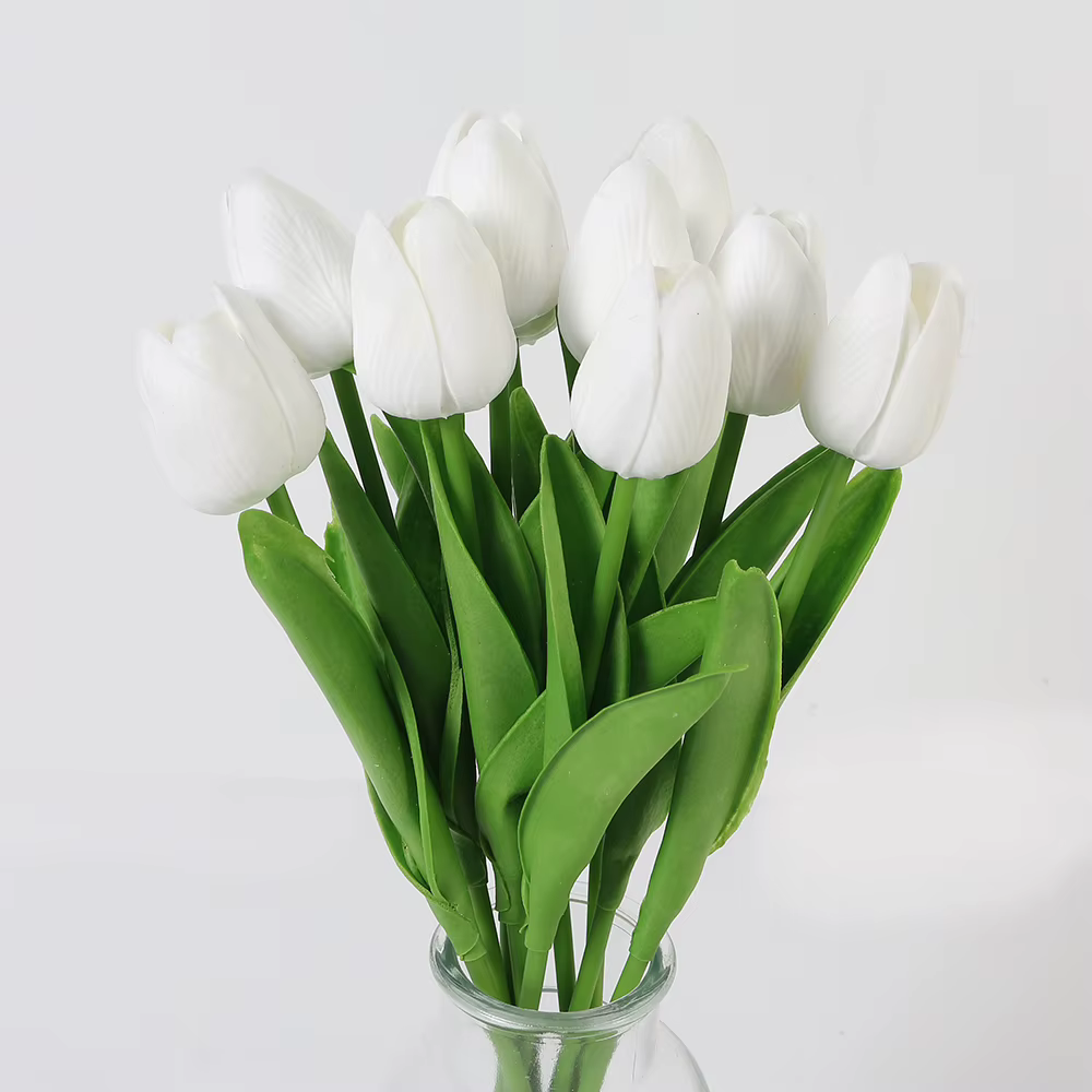 Bouquet de fleurs artificielles tulipes 29cm, fausses fleurs PE au toucher réel pour la décoration d