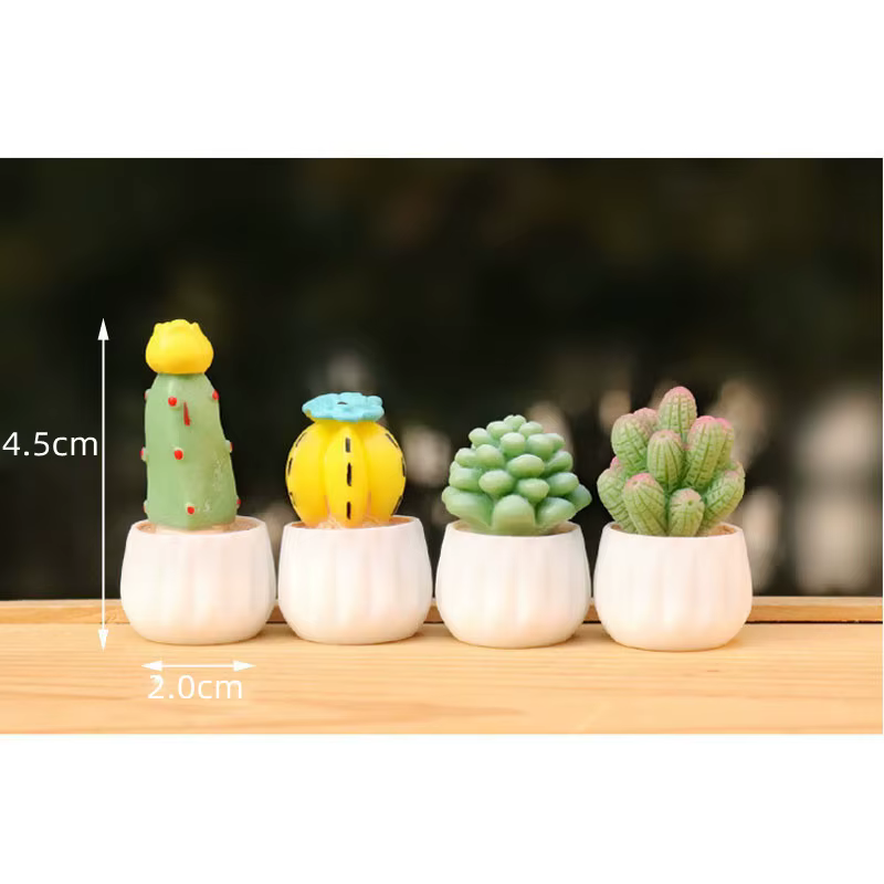 Mini Cactus simulé de plantes, ornement artisanal en résine, figurine Miniature minuscule pour jardi