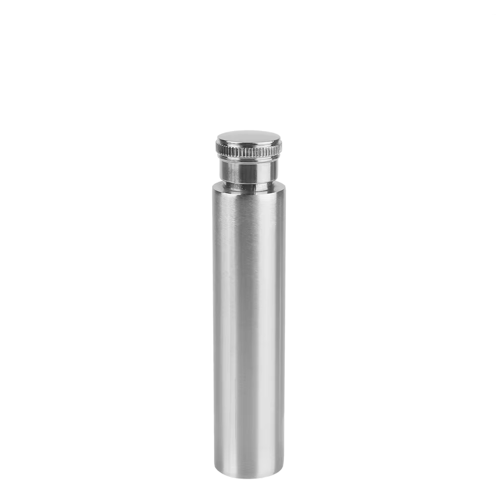 Flacons de hanche en acier inoxydable poli à fond rond, 1oz 1.5oz, bouteille de vin tubulaire Portab