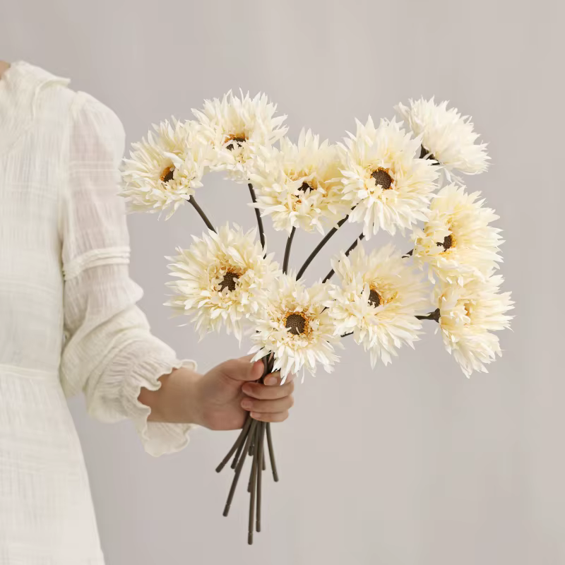 Fleurs artificielles, bouquets de mariée, gerbera de style européen, couronne de mariage, décoration