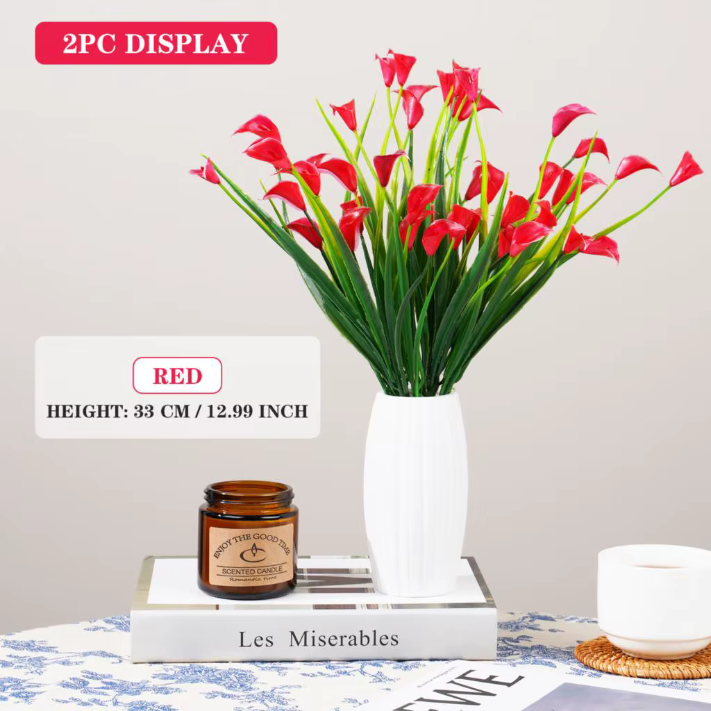 Uflower – Bouquet de lys Calla artificiel, 33CM, fausses fleurs pour décoration de chambre à coucher