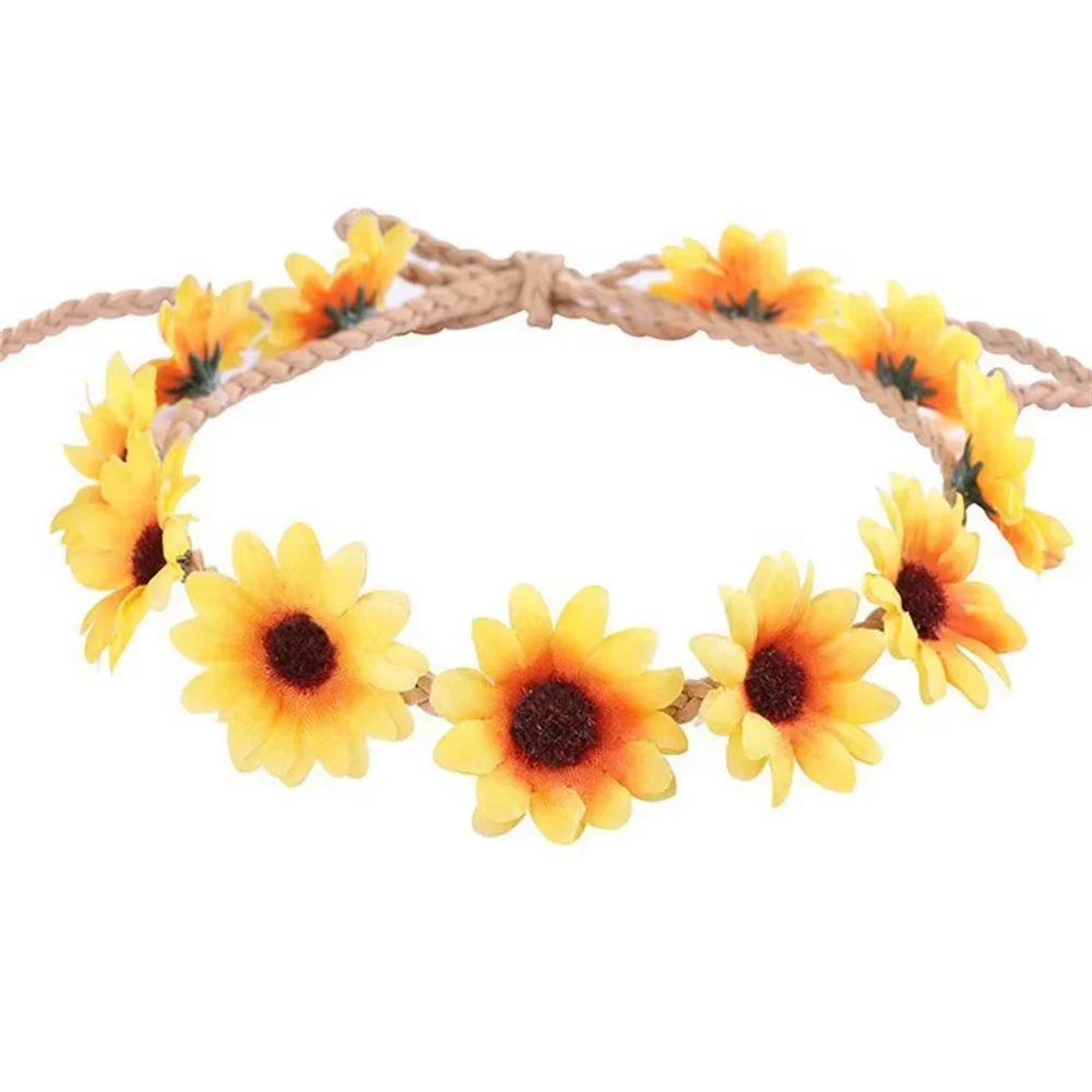 Couronne Tournesol Boho, Couronne AndrHair, Bandeau Sauna, Couronne Patients, Pièce Sauna, Coiffure 