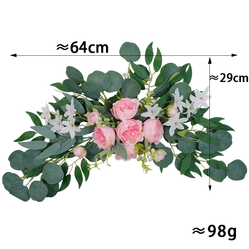 Arc de fleurs artificielles pour mariage, 1 pièce, style Boho, Rose rouge, guirlande d'eucalyptus, r