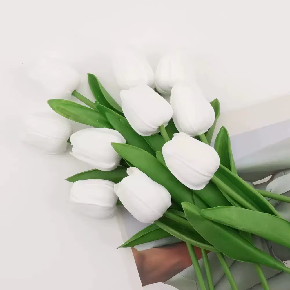 1/5/10/15 pièces tulipes fleurs artificielles vraies fleurs au toucher tulipe Bouquet décor faux tul