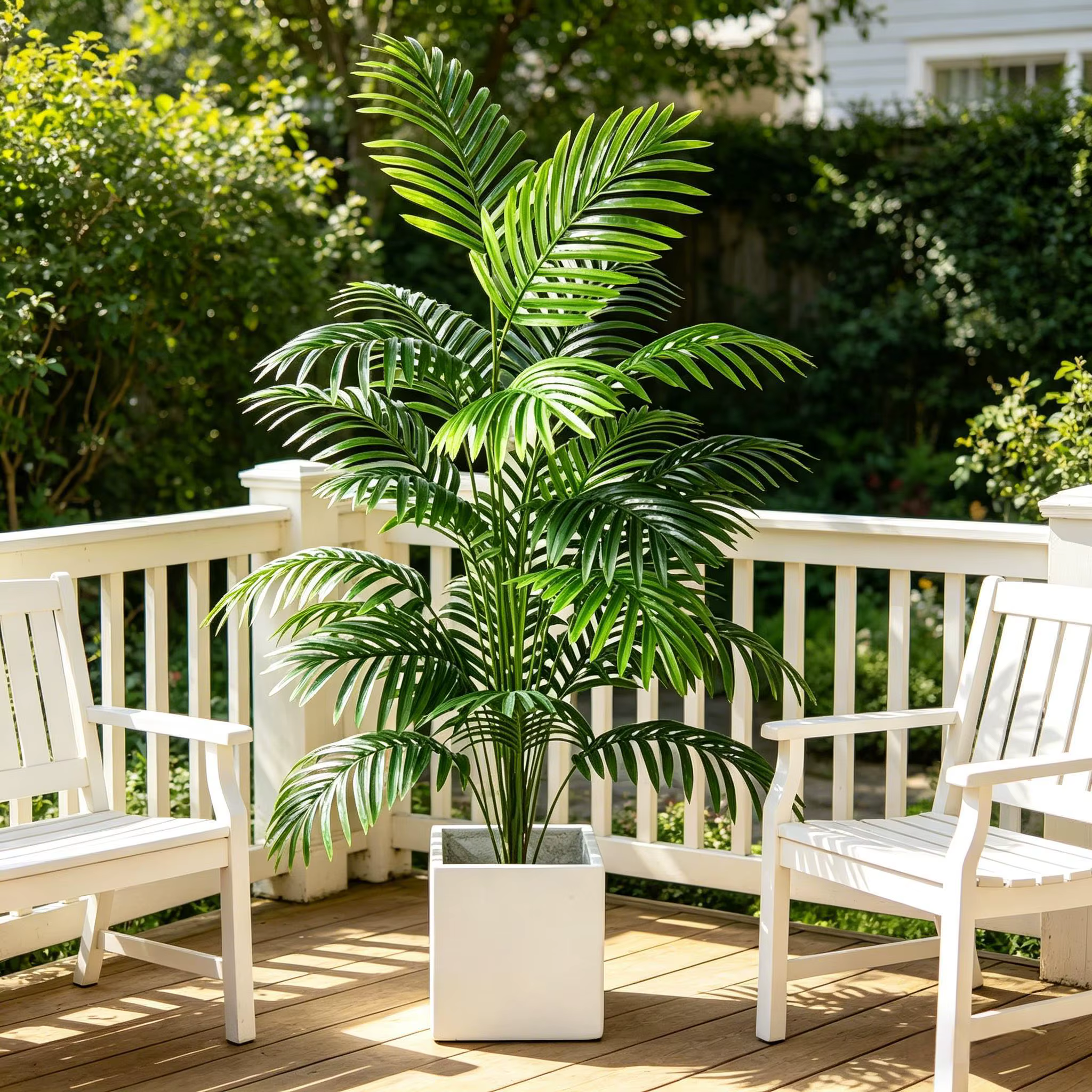 Plante artificielle Areca Palm avec pot, Bonsaï artificiel en plastique vert pour la maison, la cham