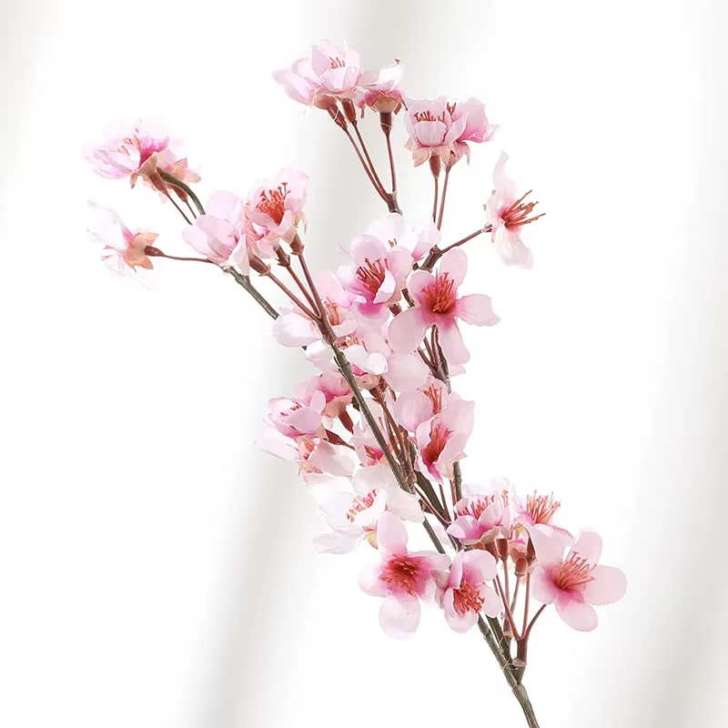 Fleur de pêche artificielle 40cm, petite branche courte, fleur de cerisier, décoration de mariage, f