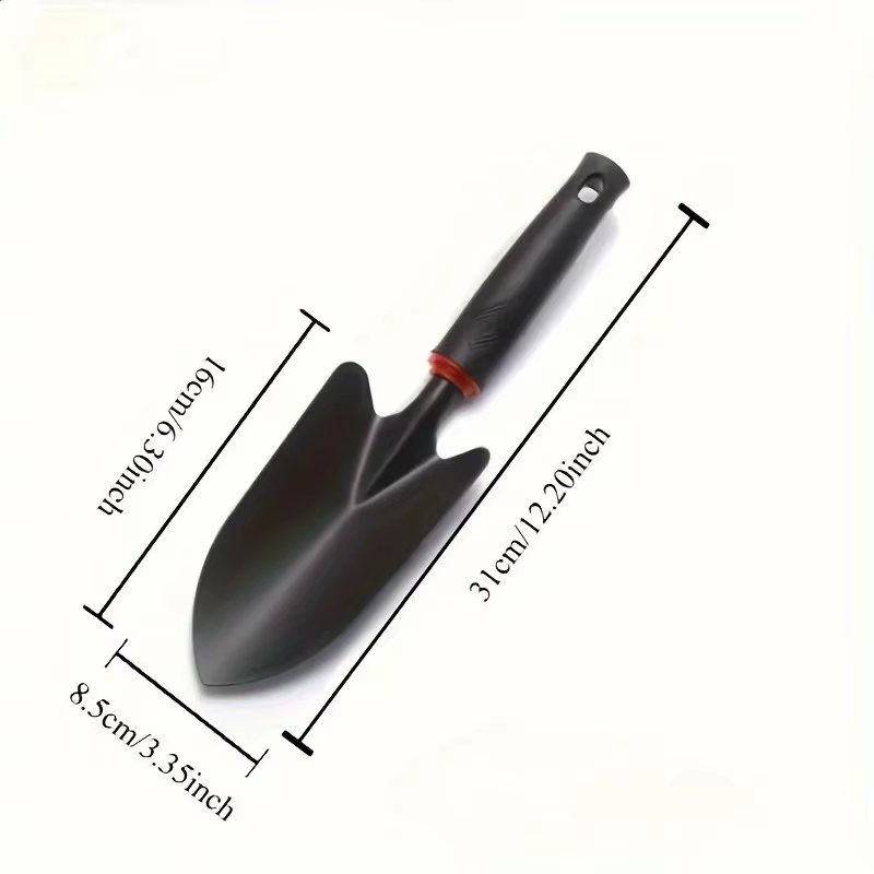 Truelle de jardin en métal avec poignée noire ergonomique et bordure orange – Outil parfait pour la