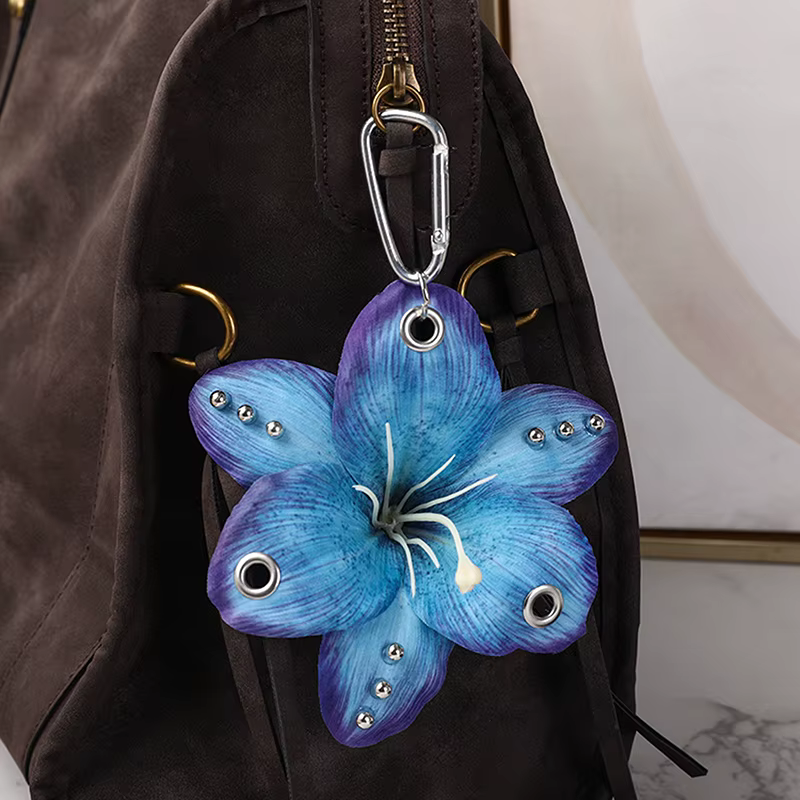 Porte-clés orchidée et lys Phalaenopsis, Simulation de fleur, pendentif pour sac à dos, décorations 
