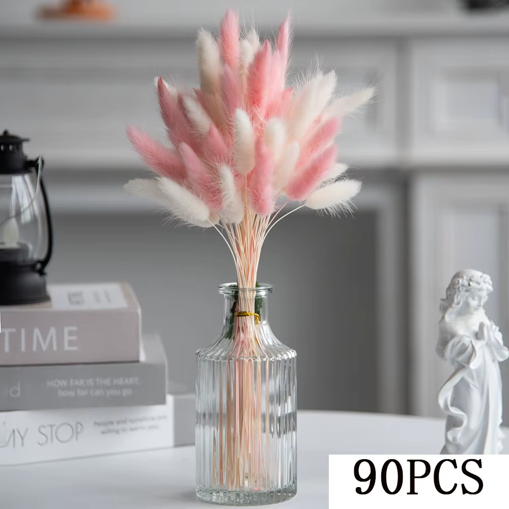 Bouquet de fleurs d'herbe de Pampas éternelle rose, 78 pièces, décor de Vase de chambre à coucher, g