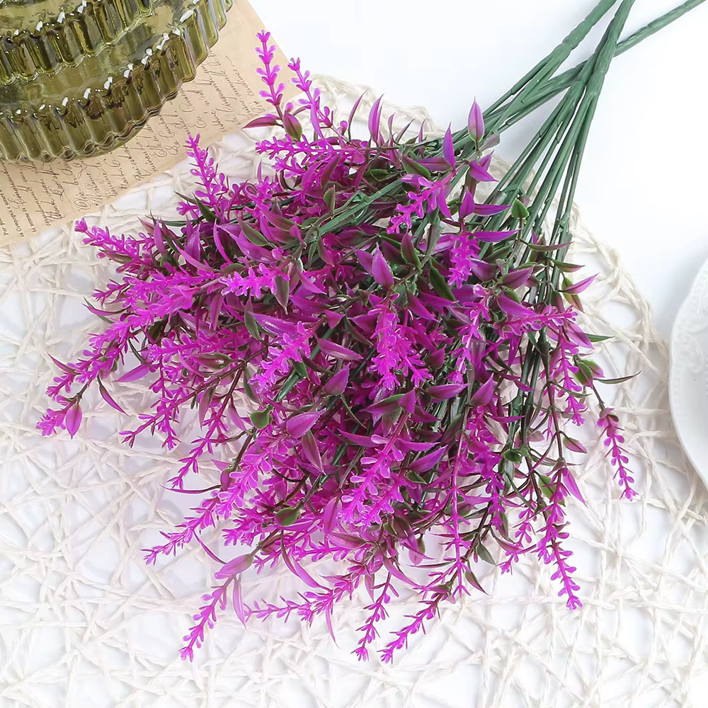 Fleur artificielle en plastique lavande, fausse plante de mariage, décoration de jardin de maison, B