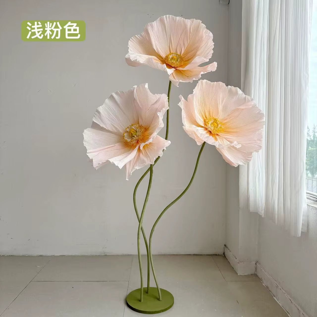 Ensemble de 3 fleurs de sol de Simulation de pavot, grand papier d'art pour événement de mariage, dé