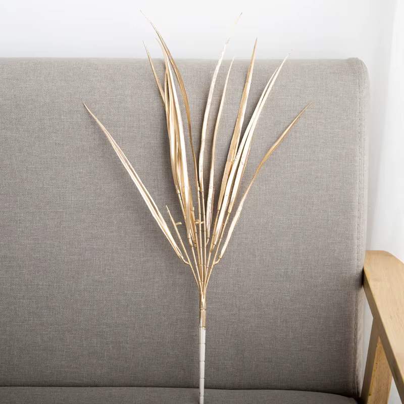 Plantes artificielles dorées, fausses fleurs, herbe en plastique, feuilles d'arrangement de mariage,